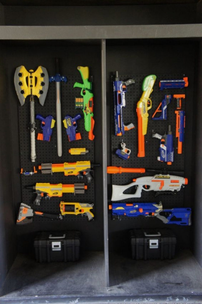 Nerf Blaster Hanging in the closet
